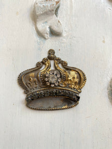 Crown metal finding with rhinestone chain and rhinestone flower