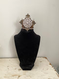 French lace crown with rhinestone center and rhinestone chain
