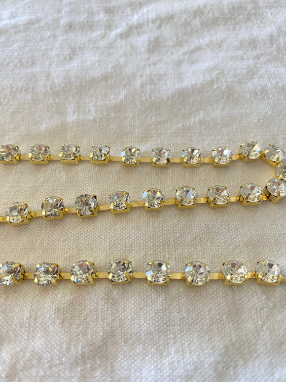 Rhinestone chain, 6mm rhinestone chain by the foot, crystal chain, stones on a chain