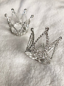 Small rhinestone crowns, 2 rhinestone crown pair, silver rhinestone crown, ornate crown,ornamental crown,king crown,doll crown