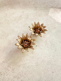Beautiful gold Daisies with light smoked topaz crystals