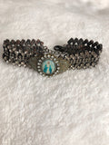 Rhinestone bracelet, embellished rhinestones and a mary pendant