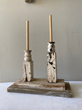 Ivory Ring stand, Ivory wood ring holder made from antique spindles