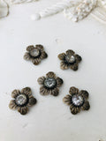 Flowers with rhinestone centers (5 pieces)