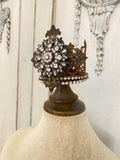 Linen Bust with Barn Wood Base and Rhinestone Crown Top