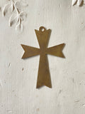 Metal cross, aged raw brass cross set of 2, detailed edges