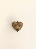 Puff hearts with small bee attached,raw brass 1 piece