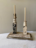 Ivory Ring stand, Ivory wood ring holder made from antique spindles