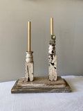 Ivory Ring stand, Ivory wood ring holder made from antique spindles