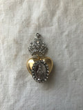 Rhinestone crown with Virgin Mary on a puff heart