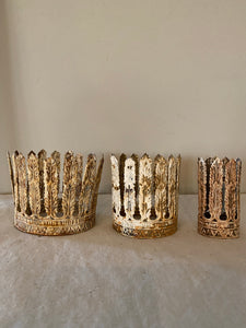 Metal crowns, set of 3 leaf feather metal crowns