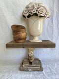 Vintage claw foot stand,1 ball claw foot with barn wood,bathtub feet, brown rusted, vintage ivory slight blue and brown