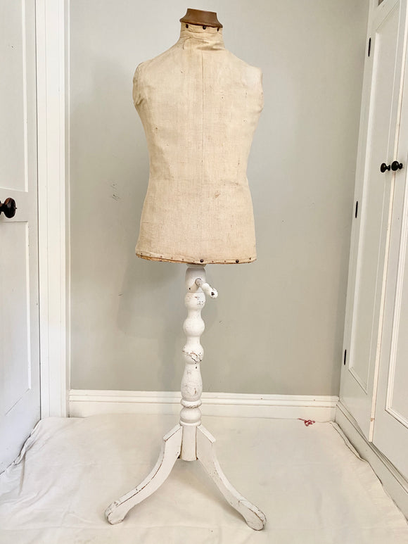 Antique Mannequin dress form with antique wood base