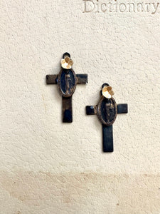 Cross with Mary and gold flower (2 pieces)