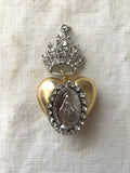 Rhinestone crown with Virgin Mary on a puff heart