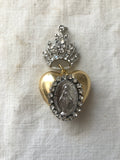 Rhinestone crown with Virgin Mary on a puff heart