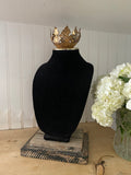 Black velvet bust jewelry holder with metal crown