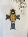 Cross with Mary and rhinestone trim