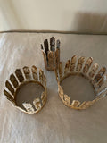 Metal crowns, set of 3 leaf feather metal crowns