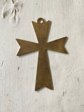 Metal cross, aged raw brass cross set of 2, detailed edges