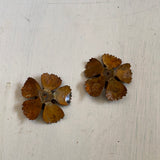 Vintage metal flowers, 2 white rusted metal flowers