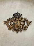 Gold patina scroll finding with crown