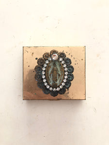 Small metal pill box virgin mary pendent,virgin mary charm piece finding-patina black,keep sake box,metal flowers,jewelry flowers