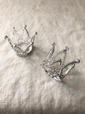 Small rhinestone crowns, 2 rhinestone crown pair, silver rhinestone crown, ornate crown,ornamental crown,king crown,doll crown