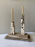 Ivory Ring stand, Ivory wood ring holder made from antique spindles