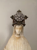 French lace crown with rhinestone center and rhinestone chain