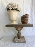 Vintage claw foot stand,1 ball claw foot with barn wood,bathtub feet, orange and red brown rusted claw