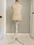 Antique Mannequin dress form with antique wood base