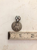 Silver Jesus pendant, 1 silver pendant with rhinestone ball attached