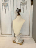 Linen Bust with Barn Wood Base and Rhinestone Crown Top