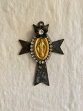 Cross with Mary and rhinestone trim