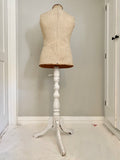 Antique Mannequin dress form with antique wood base