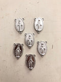 Metal Virgin Mary findings, 6 silver rosary connectors, Virgin Mary rosary connectors