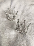 Small rhinestone crowns, 2 rhinestone crown pair, silver rhinestone crown, ornate crown,ornamental crown,king crown,doll crown