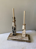 Ivory Ring stand, Ivory wood ring holder made from antique spindles