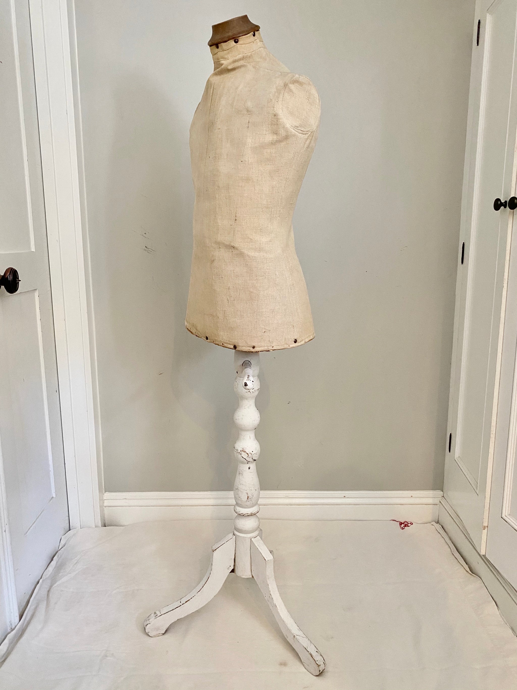 Antique Mannequin dress form with antique wood base – Faded Fragments