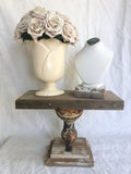 Vintage claw foot stand,1 ball claw foot with barn wood,bathtub feet, orange and red brown rusted claw