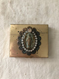 Small metal pill box virgin mary pendent,virgin mary charm piece finding-patina black,keep sake box,metal flowers,jewelry flowers