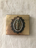 Small metal pill box virgin mary pendent,virgin mary charm piece finding-patina black,keep sake box,metal flowers,jewelry flowers