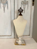 Linen Bust with Barn Wood Base and Rhinestone Crown Top