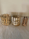 Metal crowns, set of 3 leaf feather metal crowns