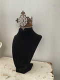 French lace crown with rhinestone center and rhinestone chain
