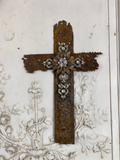 Daisy metal layered flower with a rhinestone cluster of flowers in the center