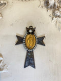 Cross with Mary and rhinestone trim