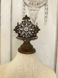 Linen Bust with Barn Wood Base and Rhinestone Crown Top