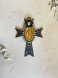 Cross with Mary and rhinestone trim